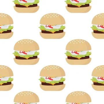 Seamless pattern of burger illustration with simple design 库存插图