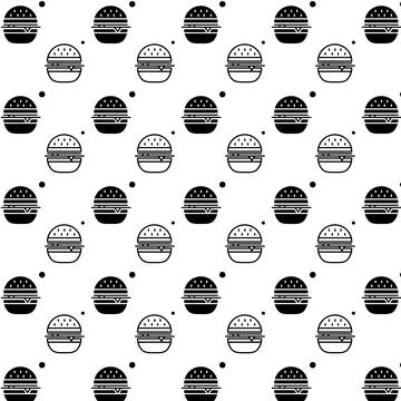 Seamless pattern burger on white background Stockillustratie