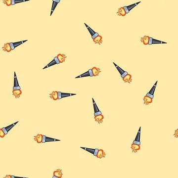 Seamless pattern burn torch fire cartoon vector Stock Illustration