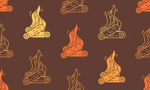 Seamless pattern with Burning bonfire Illustrazione stock