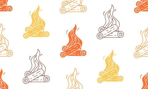 Seamless pattern with Burning bonfire Stock Illustration