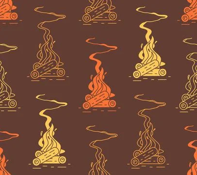 Seamless pattern with Burning bonfire Stock Illustration
