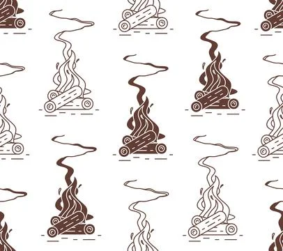 Seamless pattern with Burning bonfire Stock Illustration