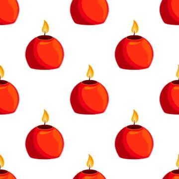 Seamless pattern with burning candle Stock Illustration