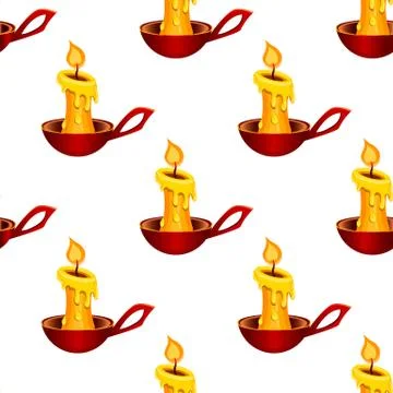 Seamless pattern with burning candle Stock Illustration