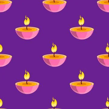 Seamless pattern with burning candle Stock Illustration