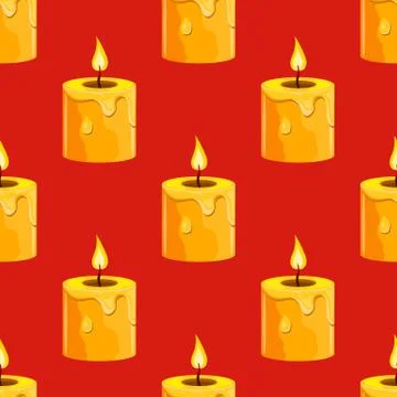 Seamless pattern with burning candle Stock Illustration