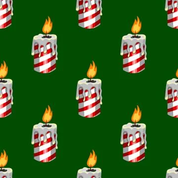 Seamless pattern with burning candle Stock Illustration