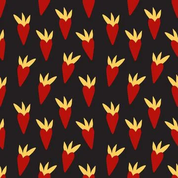 Seamless pattern burning red magic hearts. イラスト素材