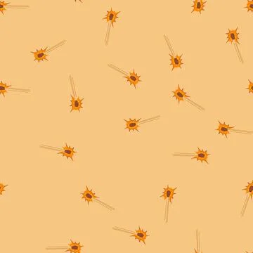 Seamless pattern burning wooden matchstick igniting a bright orange flame Illustrazione stock