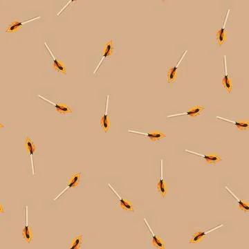 Seamless pattern burnt burning match cartoon vector イラスト素材