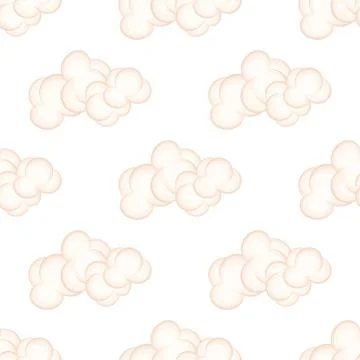 Seamless Pattern with Bushy Pink Clouds, Vector イラスト素材