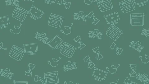 Seamless Pattern of Business and Technology Icons on Green Background. Stock Footage 319218465