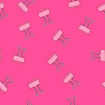 Seamless pattern business binder clip cartoon vector color Stock Illustration
