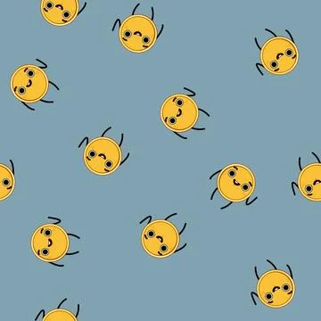 Seamless pattern business coin character cartoon vector 스톡 일러스트