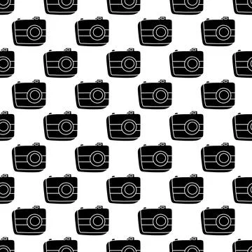 Seamless pattern with business elements icons in doodle style, infographic Stock Illustration