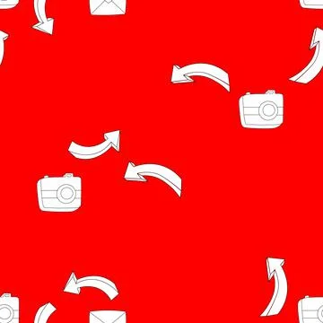 Seamless pattern with business elements icons in doodle style, infographic Stock Illustration