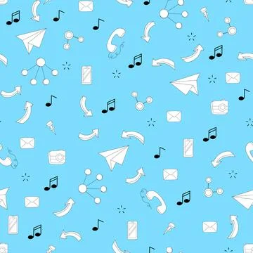 Seamless pattern with business elements icons in doodle style, infographic Illustrazione stock