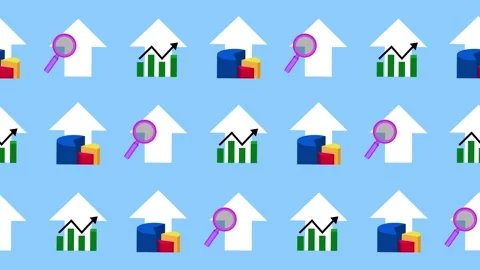 Seamless pattern of business growth, chart analysis, and upward arrow icons Video stock 319424466