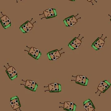 Seamless pattern business purse character cartoon vector Stock Illustration