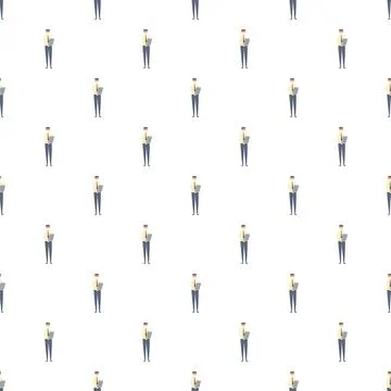 Seamless pattern of businessmen working with documents Stock Illustration
