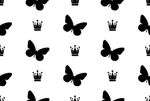 Seamless pattern with butterflies. Abstract background with butterflies. Crow Illustrazione stock