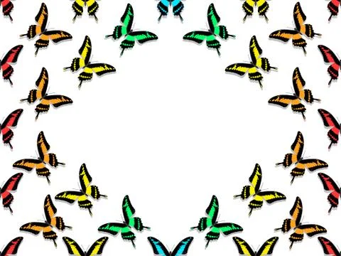 Seamless pattern, butterflies of all colors of the rainbow Illustrazione stock