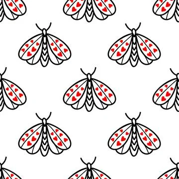 Seamless pattern with butterflies and moths 스톡 일러스트