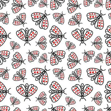 Seamless pattern with butterflies and moths 스톡 일러스트