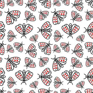 Seamless pattern with butterflies and moths 스톡 일러스트