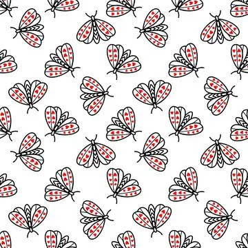 Seamless pattern with butterflies and moths 스톡 일러스트
