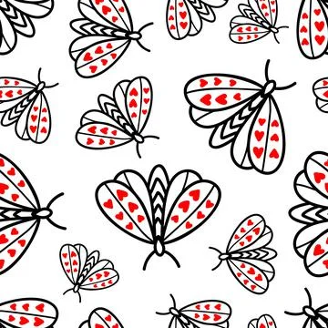 Seamless pattern with butterflies and moths Illustrazione stock