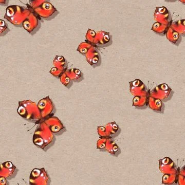 Seamless pattern with butterflies. Artistic background Stock Illustration