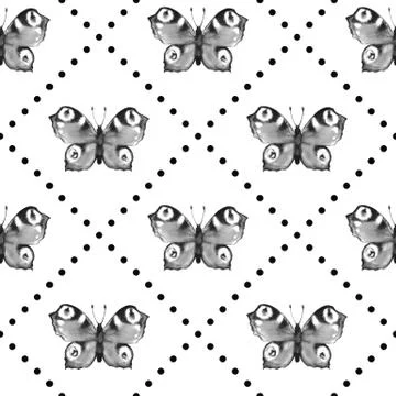 Seamless pattern with butterflies. Artistic background Stock Illustration