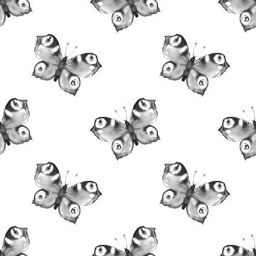 Seamless pattern with butterflies. Artistic background Stock Illustration