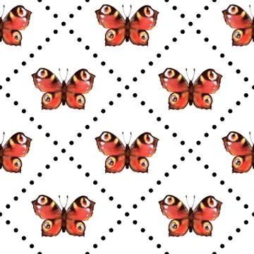 Seamless pattern with butterflies. Artistic background Stock Illustration