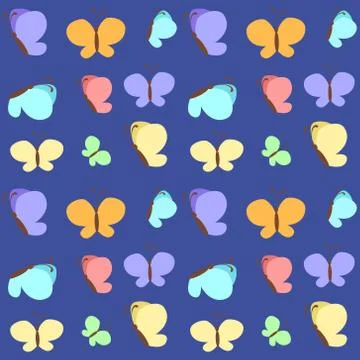 Seamless pattern with butterflies. Flat illustration of flying vector Stock Illustration