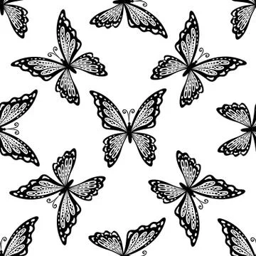 Seamless pattern of butterflies 스톡 일러스트