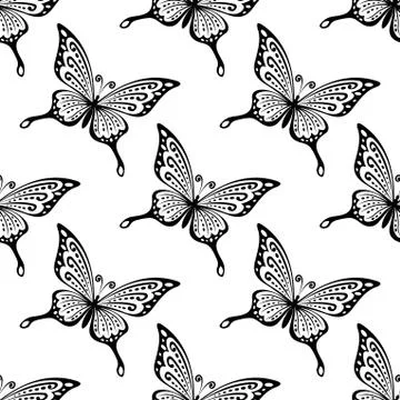 Seamless pattern of butterflies Illustrazione stock