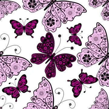Seamless pattern with butterflies Stock Illustration