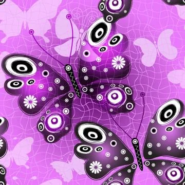 Seamless pattern with butterflies Stock Illustration