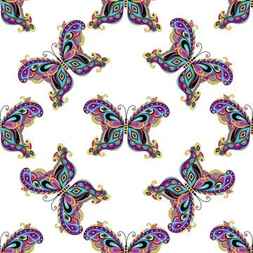Seamless pattern with butterflies Stock Illustration