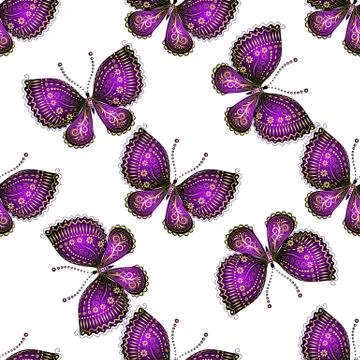 Seamless pattern with butterflies Stock Illustration