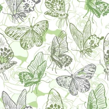 Seamless pattern with butterflies Stock Illustration