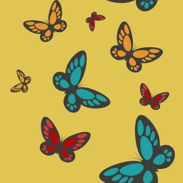 Seamless pattern with butterflies Stock Illustration