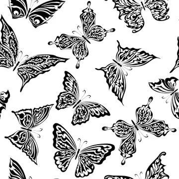 Seamless pattern with butterflies Stock Illustration