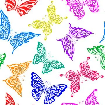 Seamless pattern with butterflies Stock Illustration