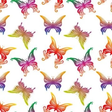 Seamless Pattern, Butterflies Stock Illustration