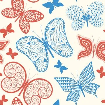 Seamless pattern with butterflies Stock Illustration
