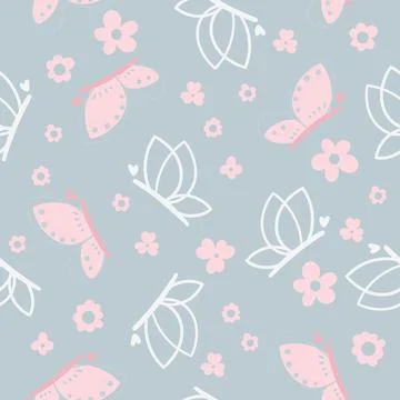 Seamless pattern with butterflies Stock Illustration